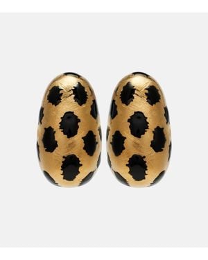 Jacquemus Boucles D'Oreilles Curvo Large A Motif Leopard - Métallisé