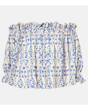 Agua Bendita Urucu Off-Shoulder Blouse - Blue