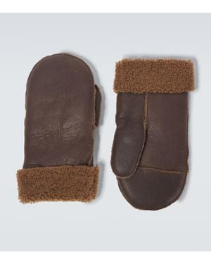 Our Legacy Shearling-Trimmed Leather Mittens - Brown
