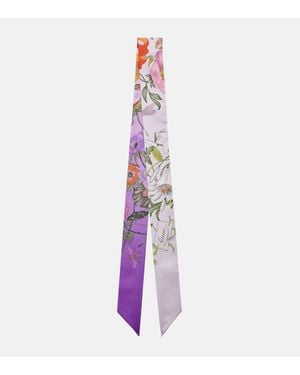 Gucci Panuelo De Sarga De Seda Floral - Morado