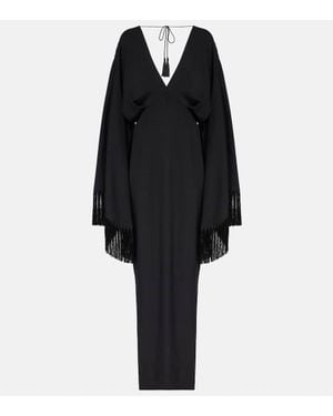 ‎Taller Marmo Magnifique Fringed Crepe Gown - Black