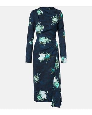 Erdem Bedrucktes Midikleid Aus Cady - Blau