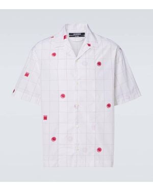 Jacquemus Karierter Baumwoll-Camp-Kragen-Shirt - Weiß