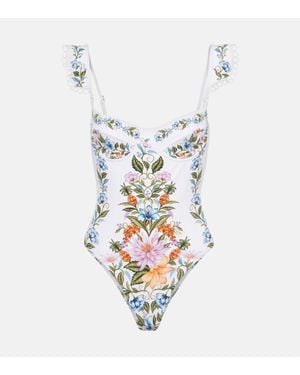 FARM Rio Costume Intero Sweet Bloom Con Volant - Bianco