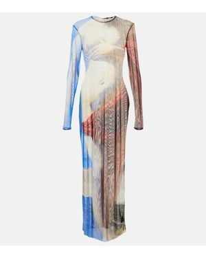 Balmain Printed Maxi Dress - White
