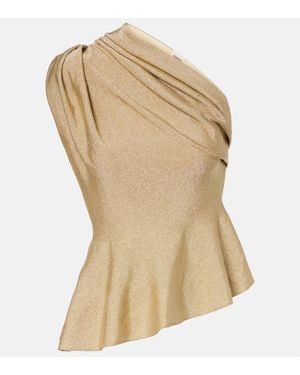 KHAITE Aimee One-Shoulder Lame Top - Natural