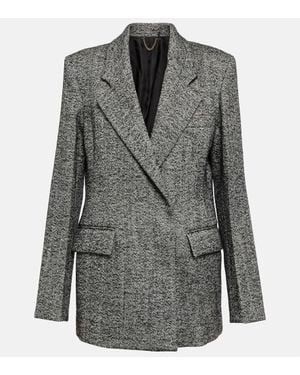 Victoria Beckham Herringbone Wool-Blend Blazer - Gray