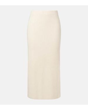 Vince Ribbed-Knit Cotton-Blend Midi Skirt - Natural