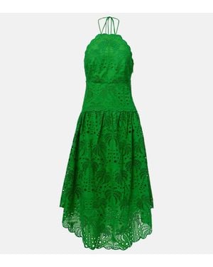FARM Rio Verziertes Midikleid Aus Baumwolle - Grün