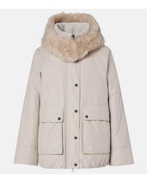 Brunello Cucinelli Leather-Trimmed Down Jacket - Natural