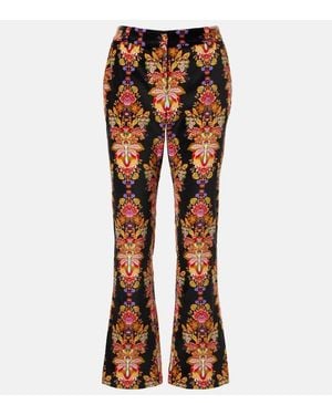La DoubleJ 24/7 Printed Cropped Cotton Flared Pants - Orange