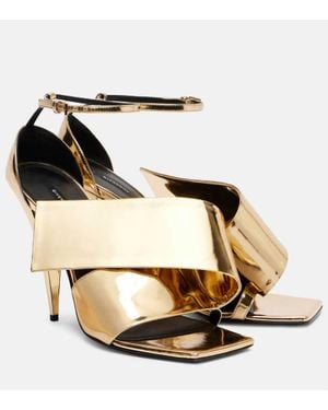 Givenchy Sliced Square Patent Leather Sandals - Metallic