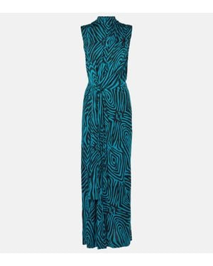 Diane von Furstenberg Bedrucktes Maxikleid Geri Aus Jersey - Blau