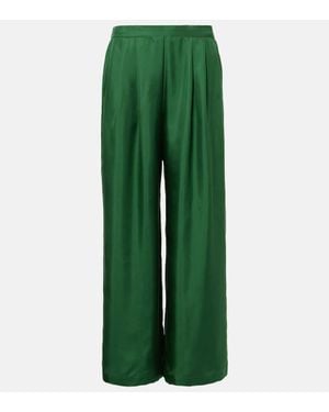 Asceno Isola Silk Twill Wide-Leg Pants - Green