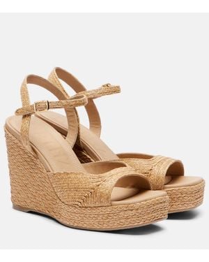Souliers Martinez Summer Raffia Espadrille Wedges - Natural