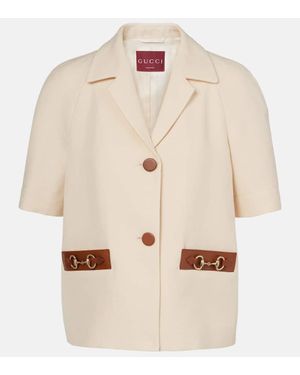 Gucci Blazer Horsebit Aus Leinen-Canvas Mit Leder - Natur