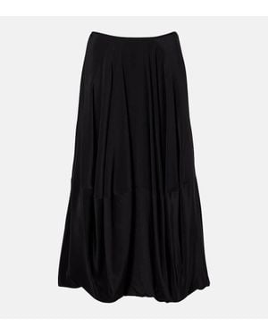 Lemaire Falda Midi De Crepe De China De Seda - Negro