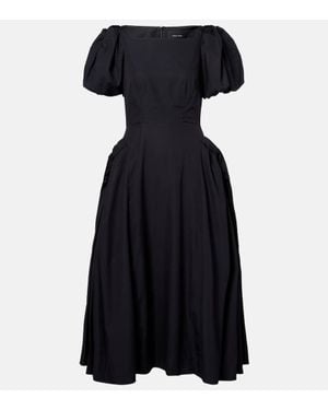 Simone Rocha Puff-Sleeve Cotton Poplin Midi Dress - Black