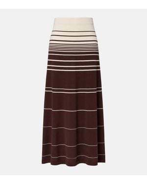 Faithfull the Brand Accordion Striped Cotton-Blend Maxi Skirt - Brown