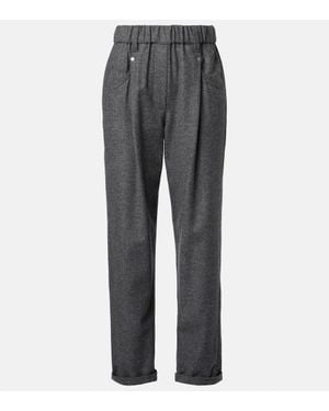 Brunello Cucinelli Gerade Hose Aus Wolle Und Kaschmir - Grau