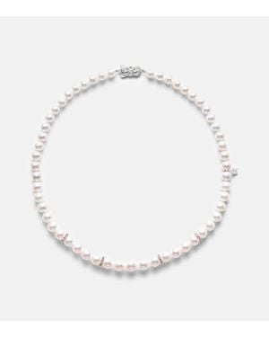 Mikimoto Collar De Oro Blanco De 18 Ct Con Perlas Y Diamantes