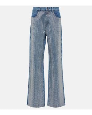 GIUSEPPE DI MORABITO Jeans Anchos Con Tiro Alto Adornados - Azul