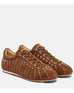 Mach & Mach Baskets Ballet Runner En Daim A Ornements - Marron