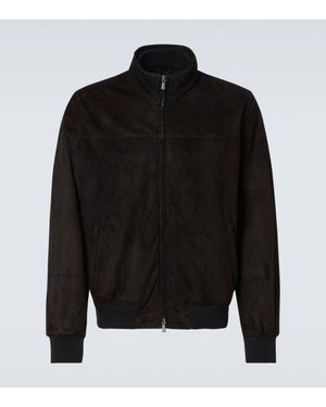 Thom Sweeney Suede Bomber Jacket - Black