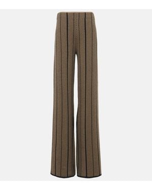 JOSEPH Chevron Wool Jacquard Straight Trousers - Natural