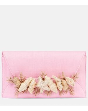 Aquazzura Clutch Marea Small Mit Raffiabast - Pink
