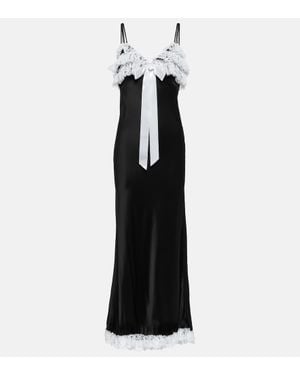 Rodarte Lace-Trimmed Silk Maxi Dress - Black