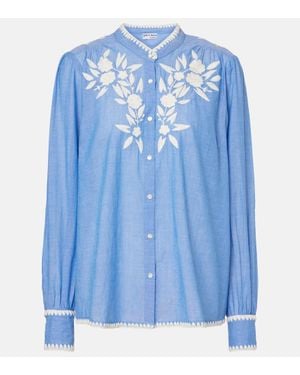 Juliet Dunn Bluse Aus Baumwoll-Chambray - Blau