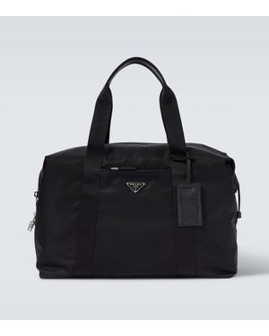 Prada Re-Nylon Leather-Trimmed Duffel Bag - Black