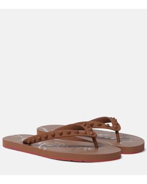 Christian Louboutin Super Loubi Studded Rubber Flip Flops - Pink