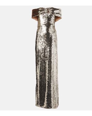 Self-Portrait Sequined Cutout Maxi Dress - White