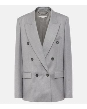 Stella McCartney Blazer doppiopetto in flanella di lana - Grigio