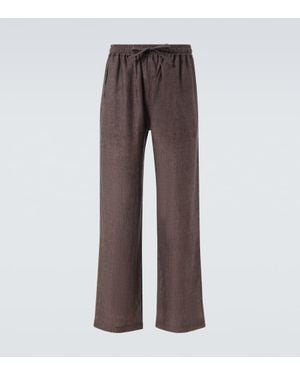 Saman Amel Linen Wide-Leg Trousers - Brown