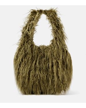 Dries Van Noten Large Faux Fur Tote Bag - Green