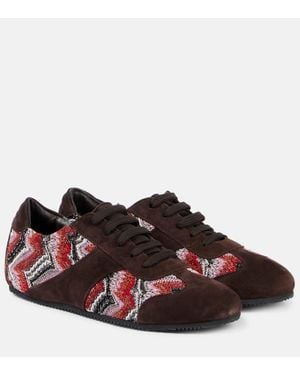 Missoni Lame-Trimmed Suede Sneakers - Brown
