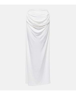 Magda Butrym Falda Larga De Jersey Drapeada - Blanco
