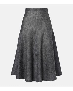 Alaïa Mohair And Wool-Blend Midi Skirt - Gray