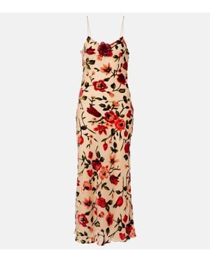 Rodarte Sheer Floral Velvet Devore Slip Dress - White