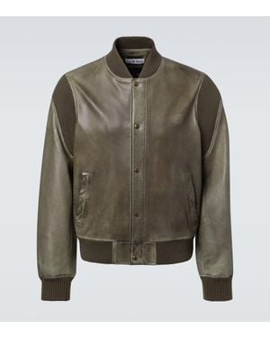 Loewe Bomberjacke Aus Leder - Grün
