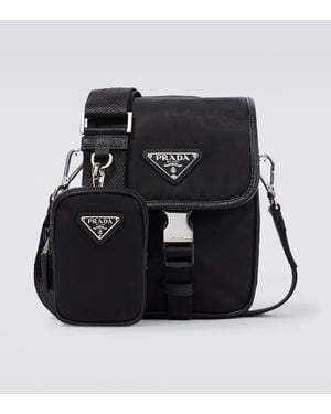 Prada Kleine Kuriertasche Aus Schwarzem Re-Nylon