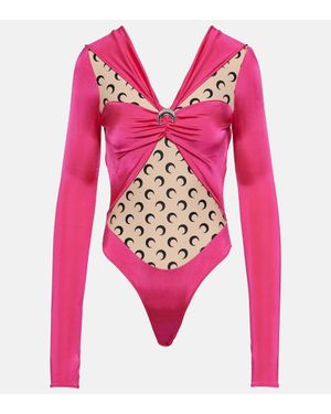Marine Serre Body Aus Jersey - Pink
