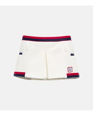 Miu Miu Low-Rise Jersey Miniskirt - White