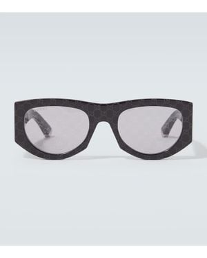 Gucci Ovale Sonnenbrille Gg - Braun