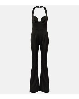 Galvan London Flared Halterneck Jumpsuit - Black