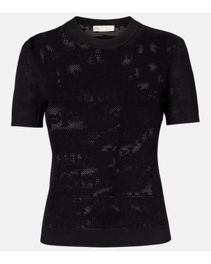 Tory Burch T Monogram Jacquard T-Shirt - Black