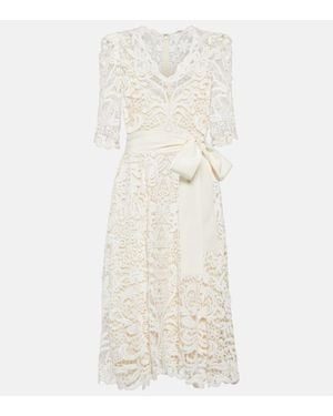 Elie Saab Lace Midi Dress - Natural